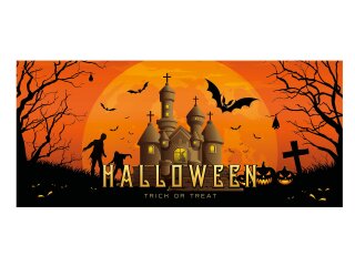 EUROPALMS Halloween Banner, Haunted House, 400x180cm