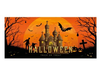 EUROPALMS Halloween Banner, Geisterhaus, 400x180cm