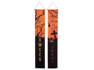 EUROPALMS Halloween Banner, Haunted House, Set of 2, 30x180cm