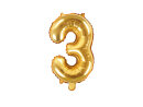 Folienballon Ziffer 3, 72cm, light gold