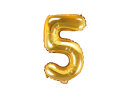 Folienballon Ziffer 5, 72cm, light gold