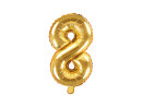 Folienballon Ziffer 8, 72cm, light gold