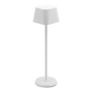 Securit® table lamp GEORGINA,  Wasserfest IP 54, stufenlos dimmbar, mit intregierter LED und Akku, inklusive schnelllademagnetischem  USB Ladekabel. Leuchtdauer bis zu 20 Stunden    Farbe: Weiss