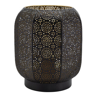 Securit® Tischlampe MARRAKECH, Wasserfest IP 54, 3 Stufen dimmbar, mit intregierter LED und Akku, inklusive schnelllade  USB C Ladekabel. Leuchtdauer bis zu 20 Stunden    Farbe: Schwarz /Gold