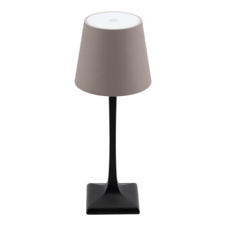 Securit® Tischlampe MILANO, Wasserfest IP 54, stufenlos dimmbar, mit intregierter LED und Akku, inklusive schnelllademagnetischem  USB Ladekabel. Leuchtdauer bis zu 20 Stunden    Farbe: Schwarz/Grau