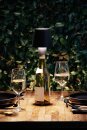 Securit® Tischlampe PARIS , Wasserfest IP 54, stufenlos dimmbar, mit intregierter LED und Akku, inklusive schnelllademagnetischem  USB Ladekabel. Anwendung für geöffnete und geschlossene Flaschen. Leuchtdauer bis zu 20 Stunden    Farbe: Schwarz