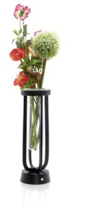 Securit® Tischlampe FLORENCE BLACK, Wasserfest IP 54, stufenlos dimmbar, mit intregierter LED und Akku, inklusive schnelllademagnetischem  USB Ladekabel. Leuchtdauer bis zu 15 Stunden    Farbe: Schwarz