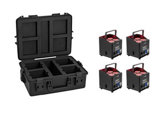 EUROLITE Set 4x AKKU UP-4 QCL Spot QuickDMX MK2 + Kunststoffcase