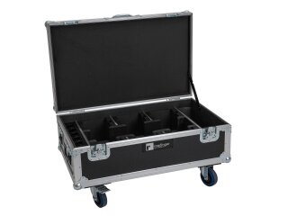 ROADINGER Flightcase 6x AKKU UP-4 QCL Spot QuickDMX MK2 mit Ladefunktion und Rollen