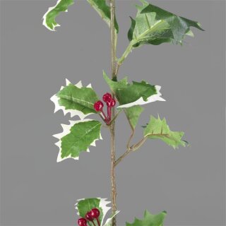 Ilexgirlande mit Beeren, Kunststoff Größe:Ø 15cm, 180cm,  Farbe: grün/rot