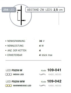 LED FS 256 W   Kabelfarbe: wei   Falling Star LED 36V --> Led Pro Low Voltage