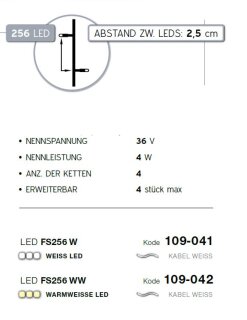 LED FS 256 WW   Kabelfarbe: weiß   Falling Star LED 36V --> Led Pro Low Voltage