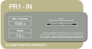 PR1-IN 1,5m Verlängerungskabel (transparentes Kabel)    --> Licht