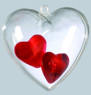 Herz Kunststoff, 2 Hälften, zum Befüllen     Groesse: Ø 6cm - Farbe: klar #