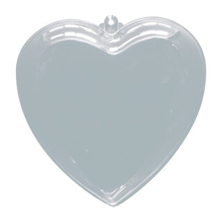 Heart plastic, 2 halves, to fill     Size: Ø 8cm    Color: clear