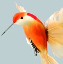 Hummingbird with clip styrofoam, feathers     Size: 18x20cm    Color: orange