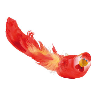 Budgerigar with clip styrofoam, feathers     Size: 5x26cm    Color: red
