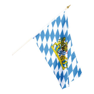 Fahne am Holzstiel Kunstseide Abmessung: 30x45cm Farbe: Bayern