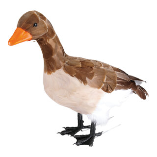 Goose, standing styrofoam with feathers     Size: 33x40cm    Color: brown