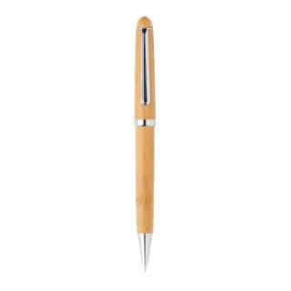 Bambus Kugelschreiber in Box Farbe: braun, silber