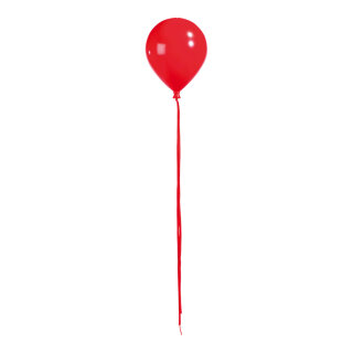 Ballon mit Hänger Kunststoff  Groesse: Ø 20cm, 25,5cm, mit Bänder: 100cm    Farbe: rot