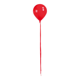 Ballon mit Hänger Kunststoff Größe:Ø 20cm, 25,5cm, mit Bänder: 100cm Farbe: rot    #