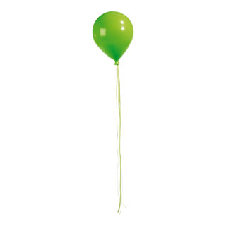 Ballon mit Hänger Kunststoff     Groesse: Ø 20cm, 25,5cm, mit Bänder: 100cm    Farbe: grün