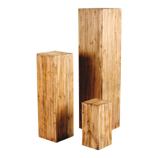 Podeste 3Stck./Satz, ineinander passend, Holz     Groesse: 19x19x40cm, 24x24x80cm, 30x30x120cm    Farbe: braun