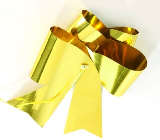 Ziehschleife Metallfolie Größe:30cm,  Farbe: gold