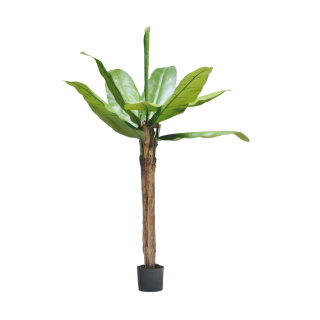 Bananenbaum 10 Blätter aus Kunstseide, im Topf, Stamm aus Naturfaser     Groesse: 180cm - Farbe: braun/grün #