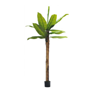 Bananenbaum 12 Blätter aus Kunstseide, im Topf, Stamm aus Naturfaser Größe:240cm Farbe: braun/grün    #