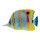 Tropical fish printed double-sided, wood, with hanger     Size: 20x12cm    Color: blue/yellow