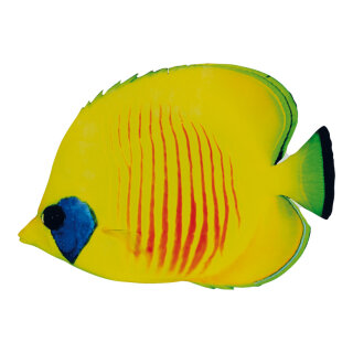 Tropenfisch beidseitig bedruckt, Holz, mit Aufhänger     Groesse: 20x12cm - Farbe: gelb