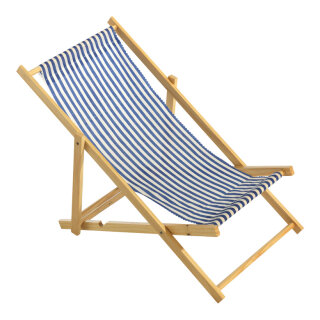 Liegestuhl gestreift, Holz, Baumwolle Größe:25x52cm Farbe: weiß/blau - nur für Dekozwecke