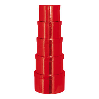 Geschenkschachtel Satz Stk./Satz, rund aus Pappe Abmessung: Ø12,5x9cm - Ø18,5x11cm Farbe: rot