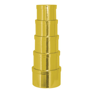 Boxes 5pcs./set - Material: round nested cardboard - Color: gold - Size: Ø125x9cm - Ø185x11cm