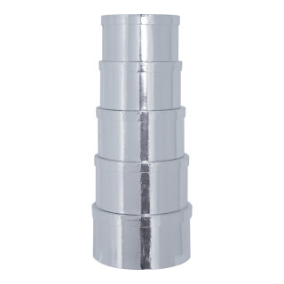 Boxen 5 Stk./Satz, rund, nestend, Pappe Abmessung: 20x11,5cm - 26x13,5cm Farbe: silber