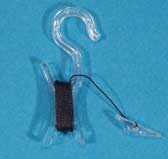 Haken transparent mit schwarzem Faden und Splint, mit Sollbruchstelle; 52 mm lang, Fadenlnge ca. 2 m, 100Stck