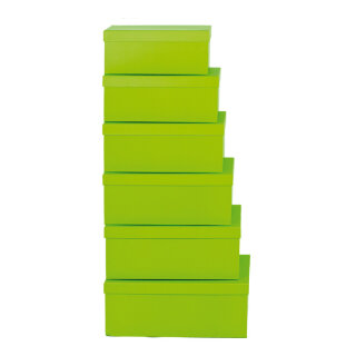 Boxes 6pcs./set - Material: nested cardboard square - Color: green - Size: 35x24x142 375x26x157 X 395x28x162 42x305x167