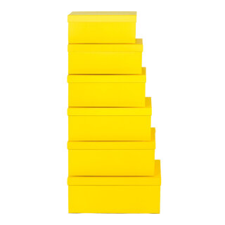 Boxes 6pcs./set - Material: nested cardboard square - Color: yellow - Size: 35x24x142 375x26x157 X 395x28x162 42x305x167