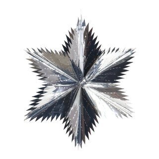 Spitzschnittstern faltbar, Metallfolie, schwer entflammbar     Groesse: Ø 40cm    Farbe: silber
