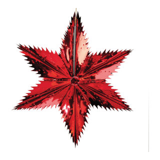 Spitzschnittstern faltbar, Metallfolie, schwer entflammbar     Groesse: Ø 30cm    Farbe: rot