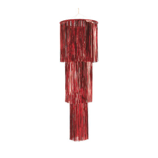 Lamettahänger Metallfolie     Groesse:Ø 40cm+30cm+20cm, 120cm    Farbe:rot   Info: SCHWER ENTFLAMMBAR