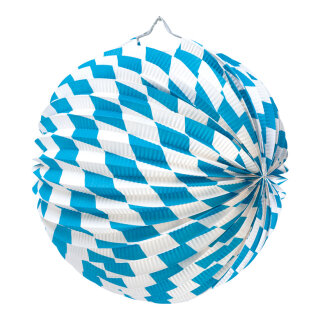 Lampion »Bavaria« Papier, schwer entflammbar     Groesse:Ø 25cm    Farbe:blau/weiß     #   Info: SCHWER ENTFLAMMBAR