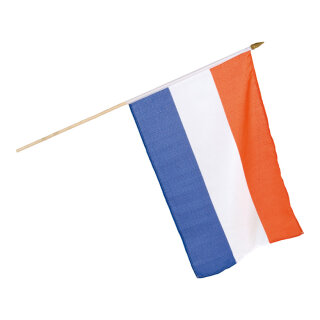 Fahne am Holzstiel Kunstseide Größe:30x45cm Farbe: Niederlande