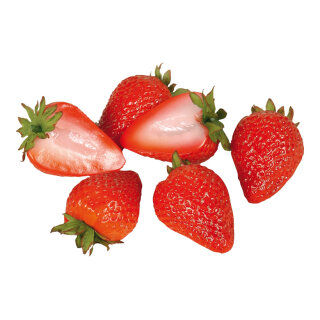 Strawberry halves 6pcs./bag - Material: plastic - Color: red/green - Size:  X 6cm