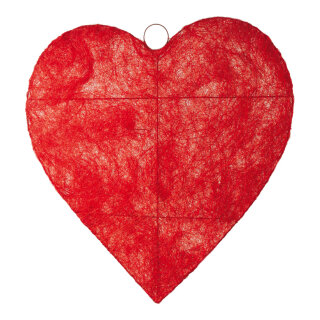 Heart flat, wire, sisal     Size: Ø 30cm    Color: red