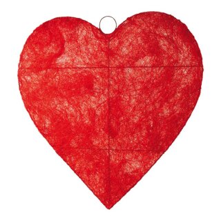 Heart flat, wire, sisal     Size: Ø 90cm    Color: red