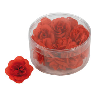 Rosenblütenköpfe 20Stck./Blister, Kunstseide     Groesse: 4,5cm    Farbe: rot     #