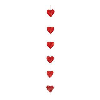 Heart garland 6-fold, flat, wire, sisal     Size: Ø 15cm, 180cm    Color: red